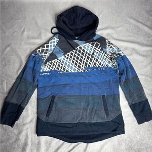 Blue and Gray Patterned Hoodie